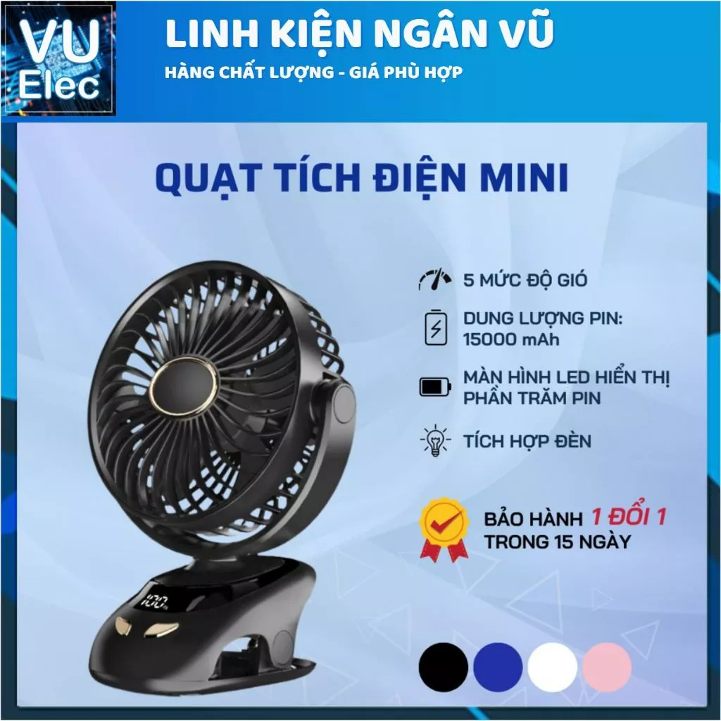 [Thanh lý] Quạt Tích Điện Mini N33 tích hợp đèn ngủ, để bàn, kẹp bàn, kẹp xe đẩy pin 20000mAh N33