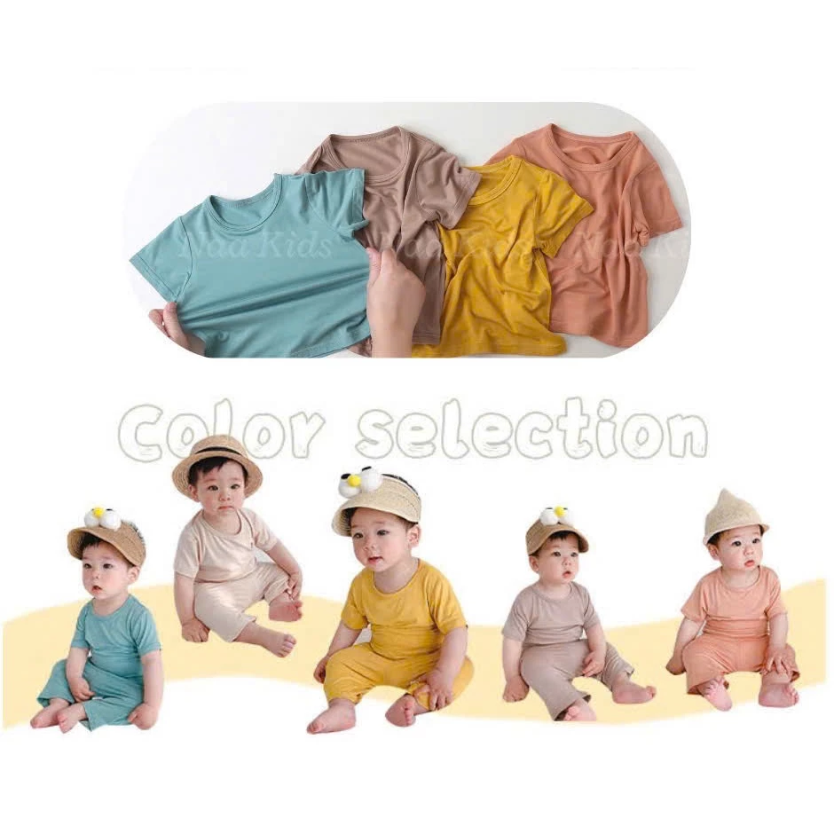 Bộ cộc tay thun lạnh cho bé trai bé gái mềm mát thấm hút tốt, bộ điều hòa cộc tay mùa hè cho bé