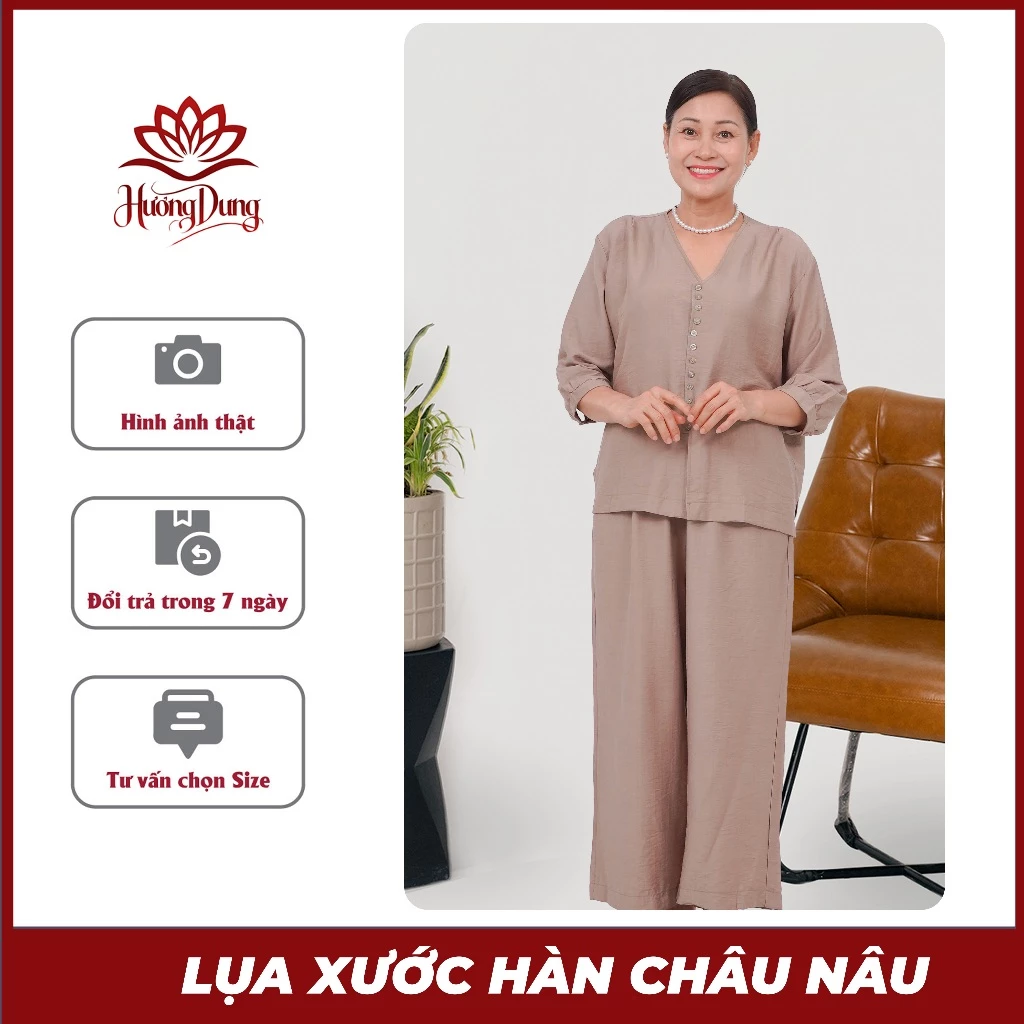 Đồ Bộ Nữ Trung Niên, Quà Tặng Mẹ Đi Chùa Gấm Lụa Xước Cao Cấp Trung Niên Sang Trọng Thoải Mái