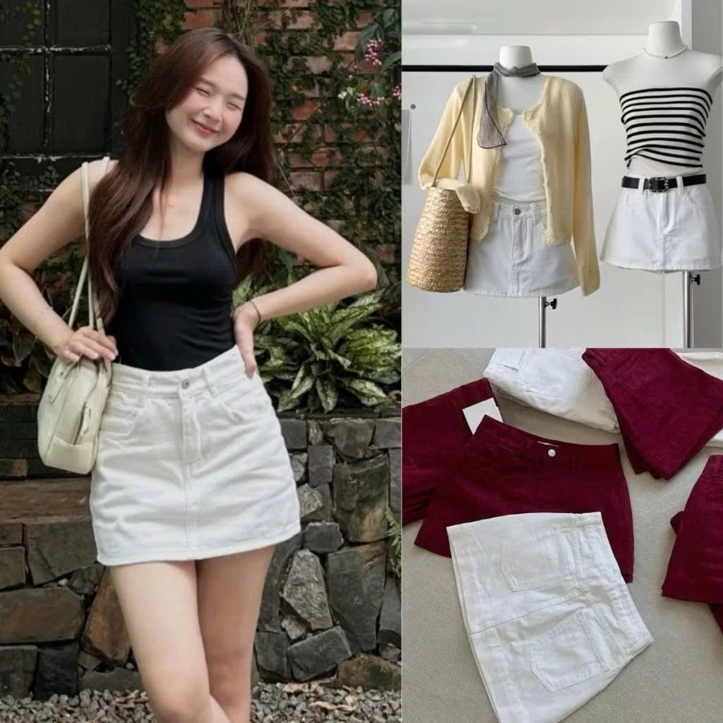 Quần chân váy bò jean chữ a nữ jeans cạp cao phong cách style jeanshop_0603 ms02