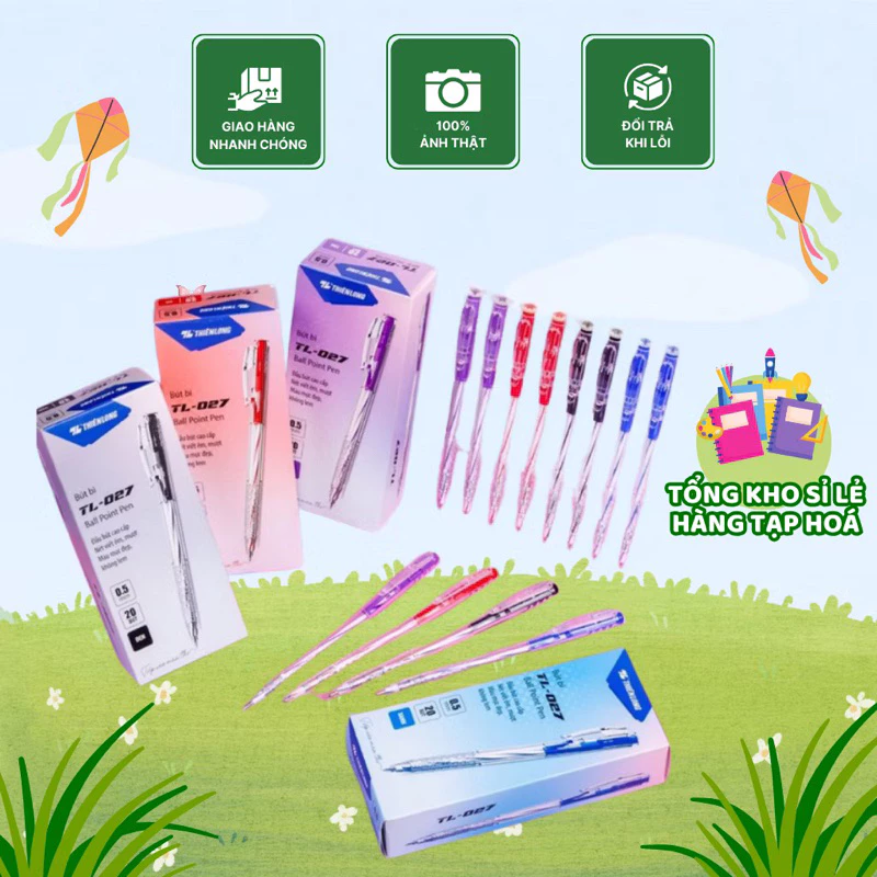 SỈ HỘP 20 CHIẾC BÚT BI THIÊN LONG TL-027 NÉT 0.5 VIẾT ÊM NÉT ĐẸP