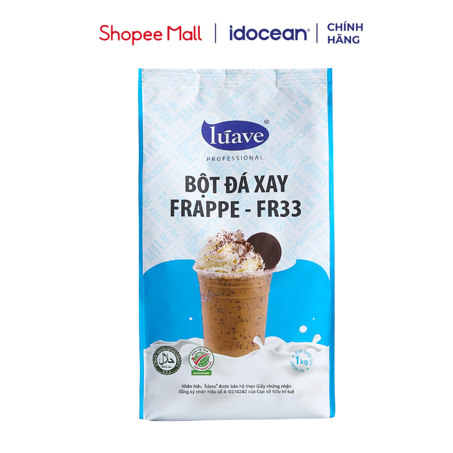 Bột Đá Xay Frappe FR33 Lúave 1kg - Bột Pha Chế Các Món Đá Xay Có Sữa, Làm Kem Dẻo, Chống Phân Tầng, Tách Lớp