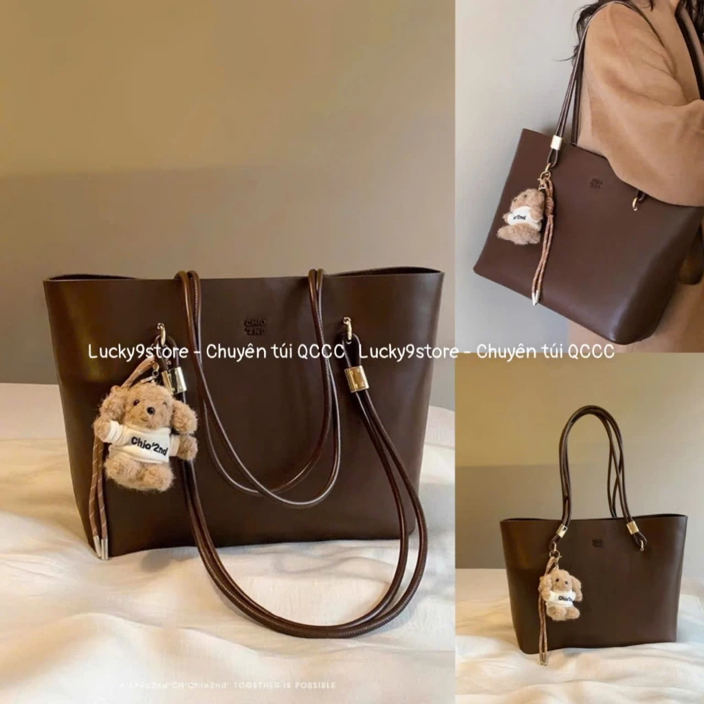 Túi tote Túi công sở đeo vai size 40 tặng Gấu treo túi đựng vừa A4, Laptop đi học, đi làm văn phòng xịn đẹp K0602#