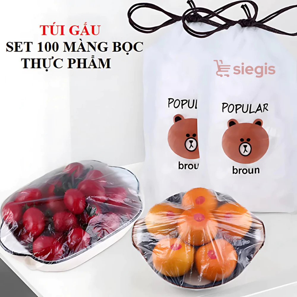 Túi 100 Màng Bọc Thực Phẩm Siêu Dai Co Giãn Kèm Túi Gấu - Màng Bọc Thực Phẩm, Đồ Ăn Bảo Quản Tủ Lạnh Tiện Lợi