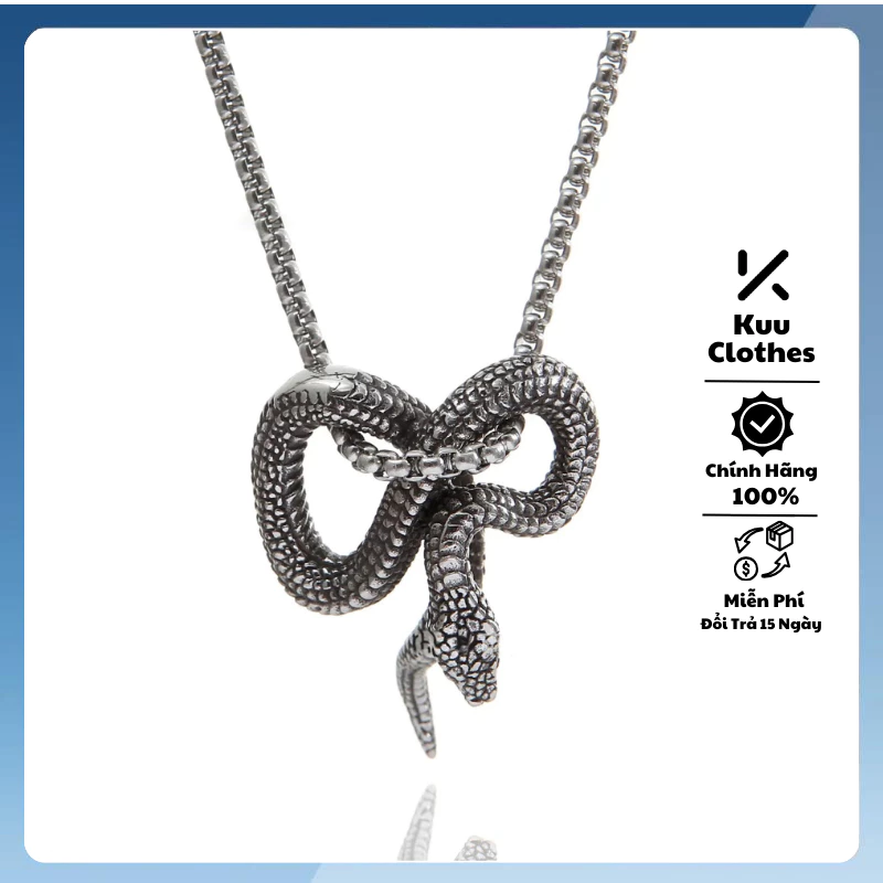 Dây chuyền hình con rắn nam tính thép titan không gỉ Trang sức phong cách Kuu châu Âu và Mỹ retro - Vòng Cổ Snake