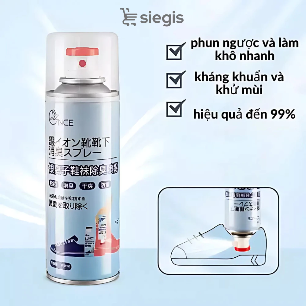Chai Xịt Khử Mùi Giày Dép NaNo Bạc Công Nghệ AG+ Chống Hôi Chân Ngăn Mồ Hôi,  Diệt Vi Khuẩn, Nấm Mốc