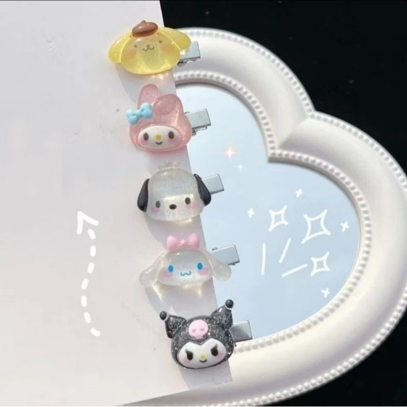 Combo 10 kẹp tóc mini gắn charm Sanrio siêu cute