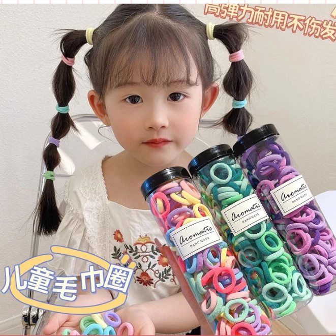 Hộp 100 Dây Buộc Tóc Đủ Màu Sắc Phong Cách Hàn Quốc Dành Cho Bé (Tuyển Sỉ)