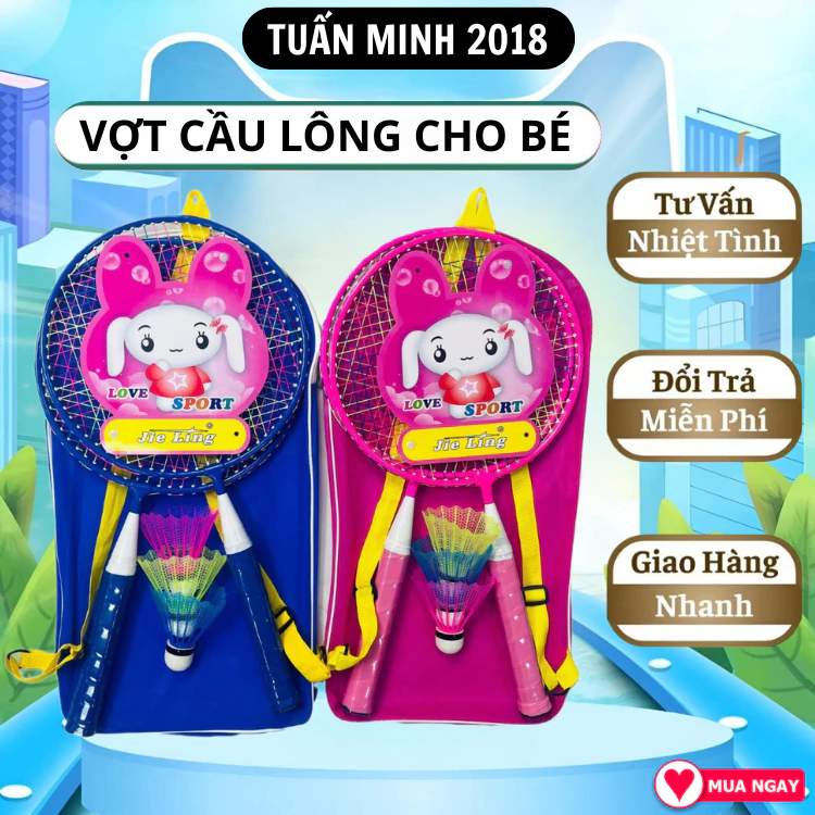 Vợt cầu lông cho bé tặng kèm 3 quả cầu , đồ chơi vận động vợt cầu lông mini.