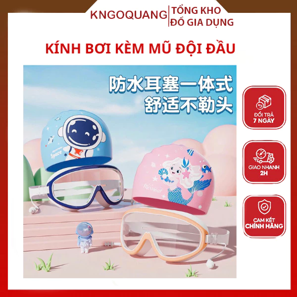 Bộ mũ bơi và kính bơi YOUYOU khung lớn chống nước, chống sương mù