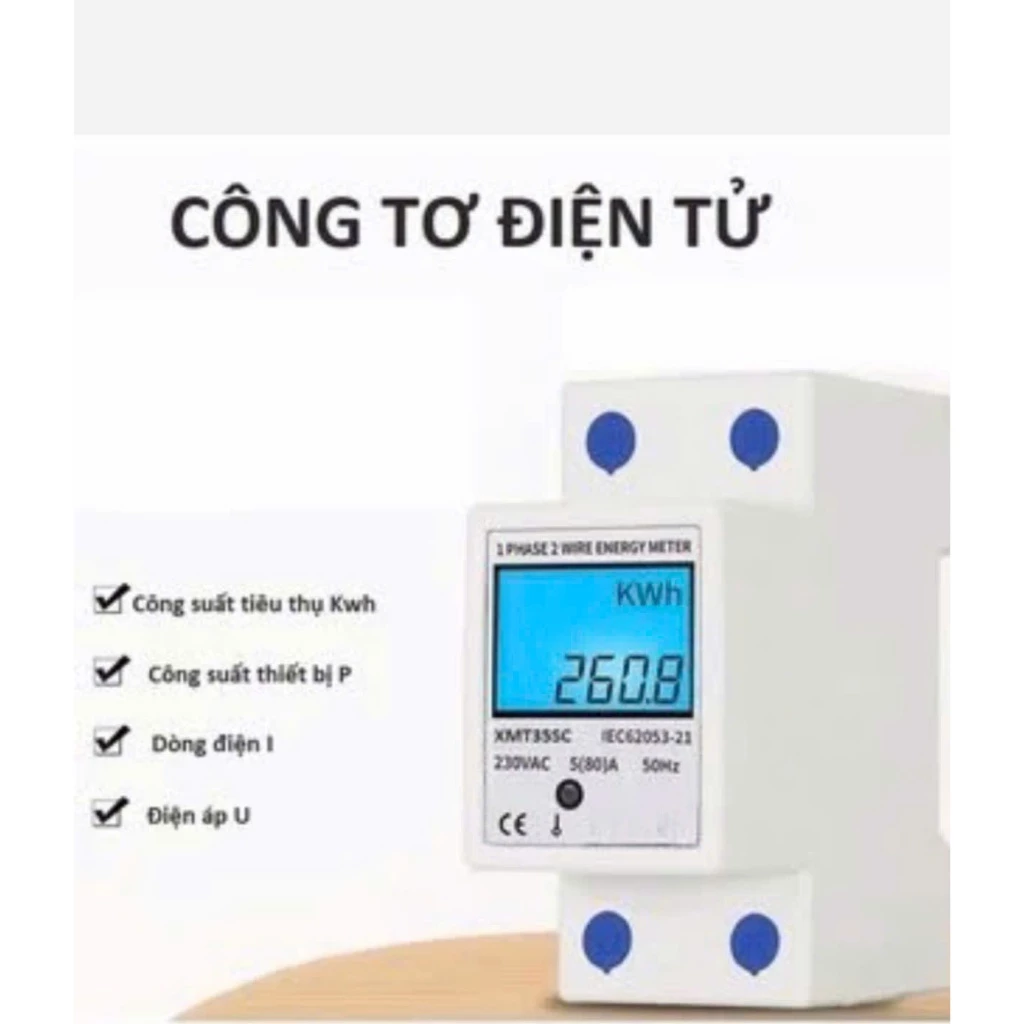 Thiết bị đo công suất độ chính xác cao 80A 220V có Nút RESET công tơ điện tử đồng hồ đo điện
