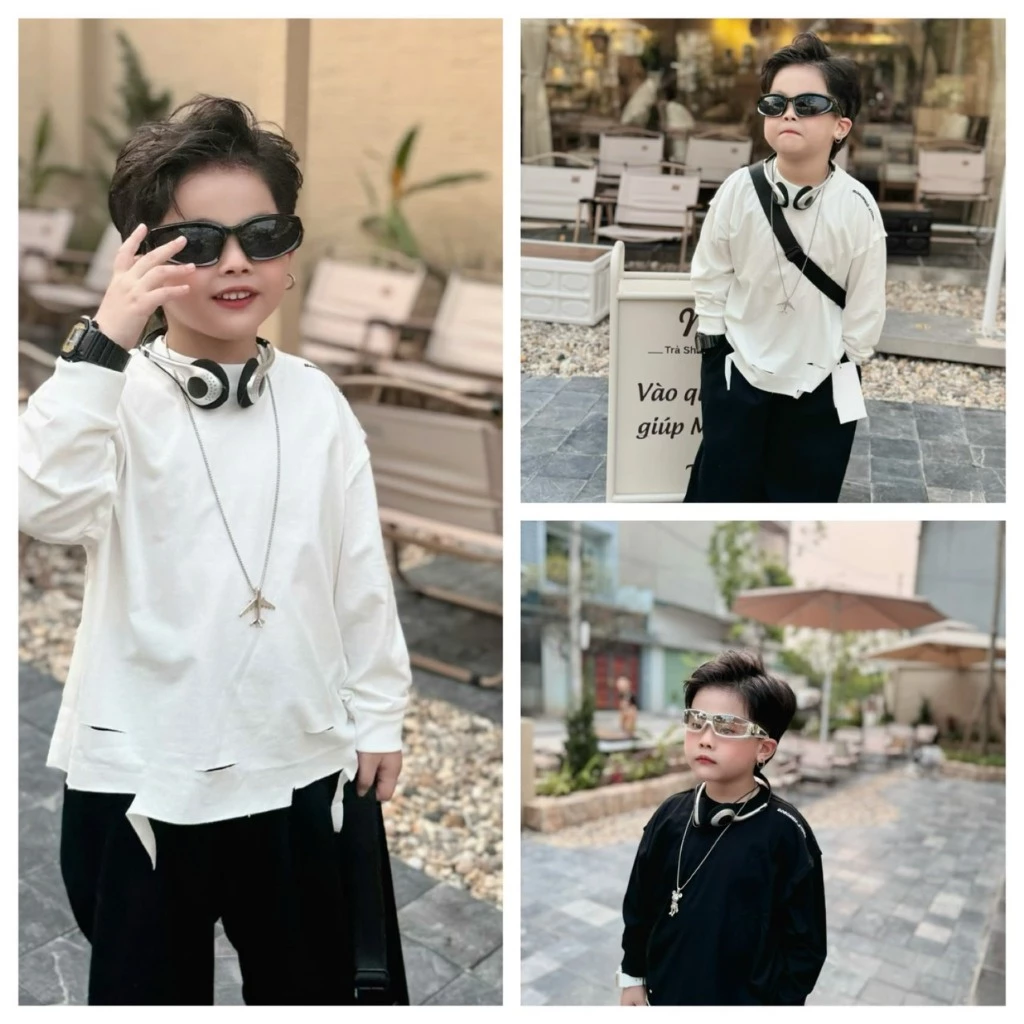 Quần Áo Trẻ Em,Áo Thun Dài Tay Bé trai Mùa Thu Đông 2025 Chất Liệu Cotton Họa Tiết Thêu Cho Bé 2025 Size 20-34kg B0024