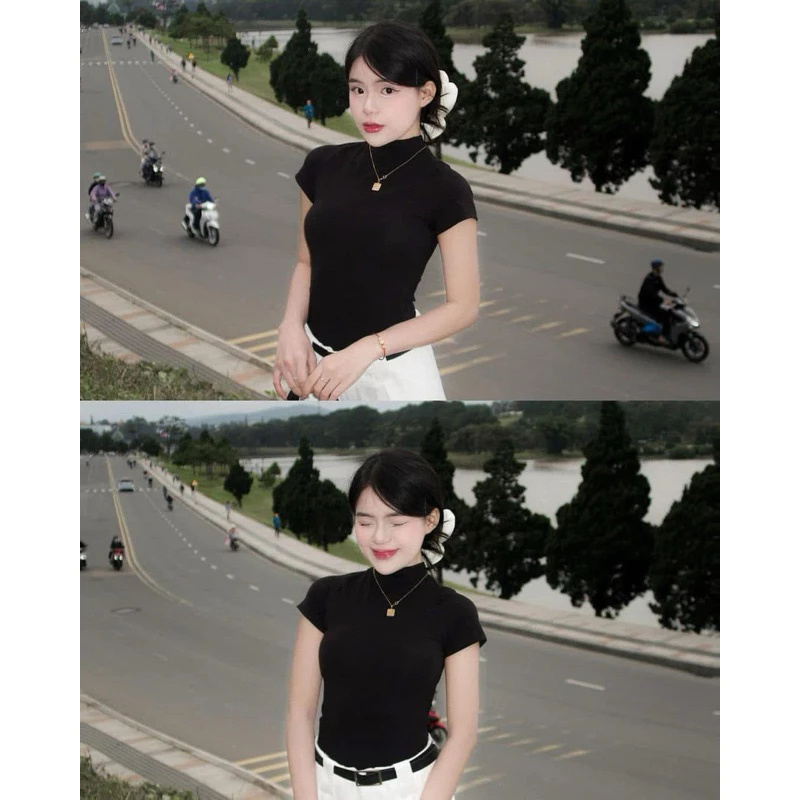 ❤️‍🔥Áo thun zip lụa cổ 3p cộc tay nhún eo siêu đẹp🌷KLii jeans sẵn