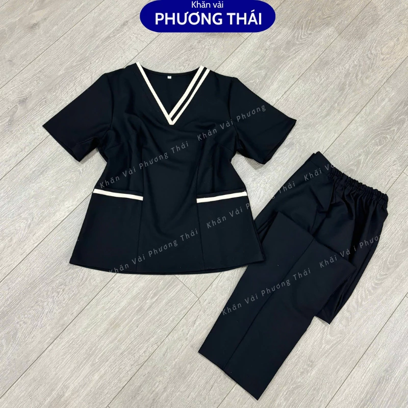 Đồng phục spa loại 1 vải cotton lạnh cao cấp, không nóng, không nhăn