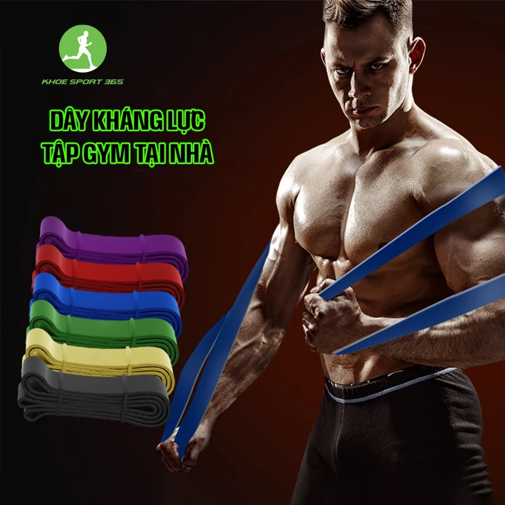 Dây kháng lực Power band chất liệu cao su thân thiện, đàn hồi tốt, hỗ trợ tập vai tay mông đùi - Khoesport