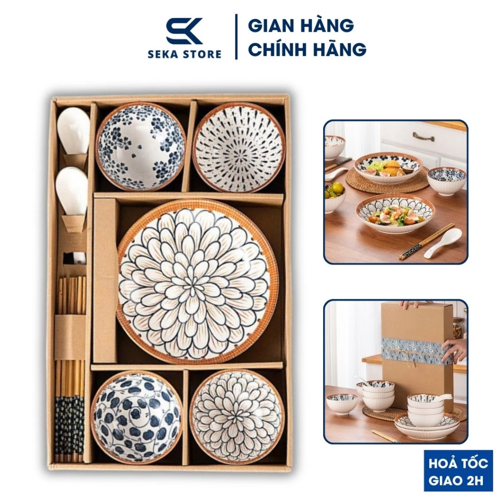 Chén Bát, Bộ Bát Đĩa Ăn Cơm 13 Món Tặng Kèm Hộp Sang Trọng
