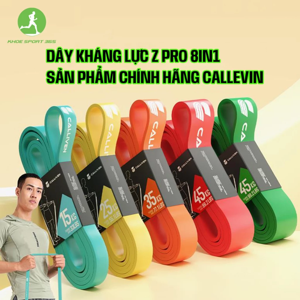 Dây kháng lực Power band Z PRO 8 IN 1 chất liệu cao su thân thiện, đàn hồi tốt - Khoesport