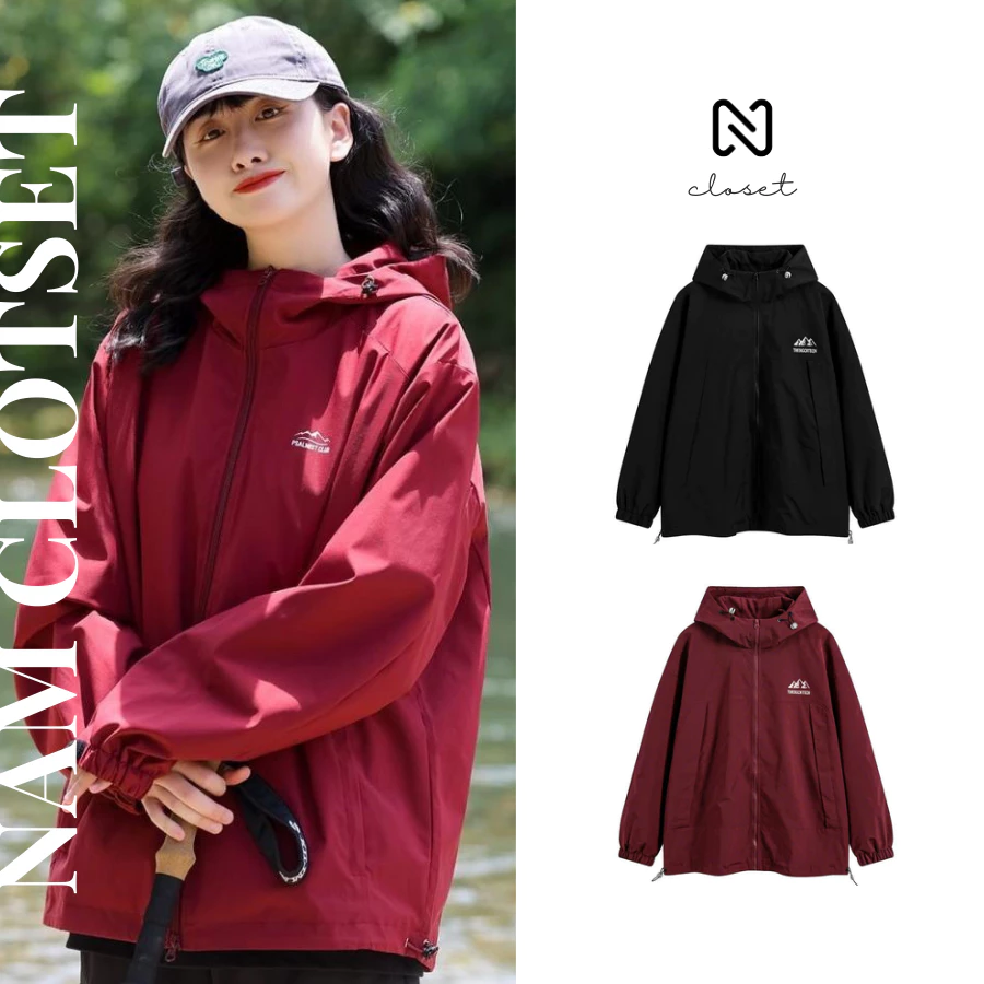 Áo khoác gió Nấm Closet unisex chất dù 2 lớp có mũ form rộng chống nắng thời trang Ulzzang NAMAKA11