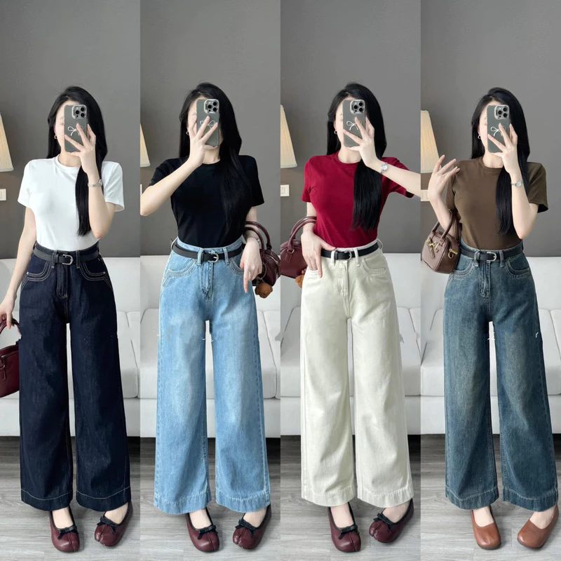 [ NẤM - Loại 1 ] Quần Jeans Nữ Dáng Nấm Lùn 94 cm Ống Suông Trẻ Trung Dễ Phối Đồ