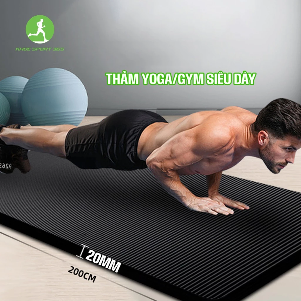 Thảm NBR tập gym yoga dày 20mm độ đàn hồi tốt hỗ trợ tập thể dục tại nhà - Khoesport