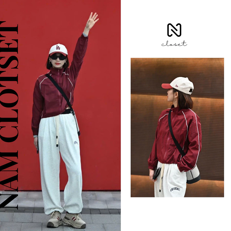 Áo khoác viền sọc Nấm Closet form vừa chất gió cao cấp phối viền cổ trụ phong cách thể thao NAMAKA10