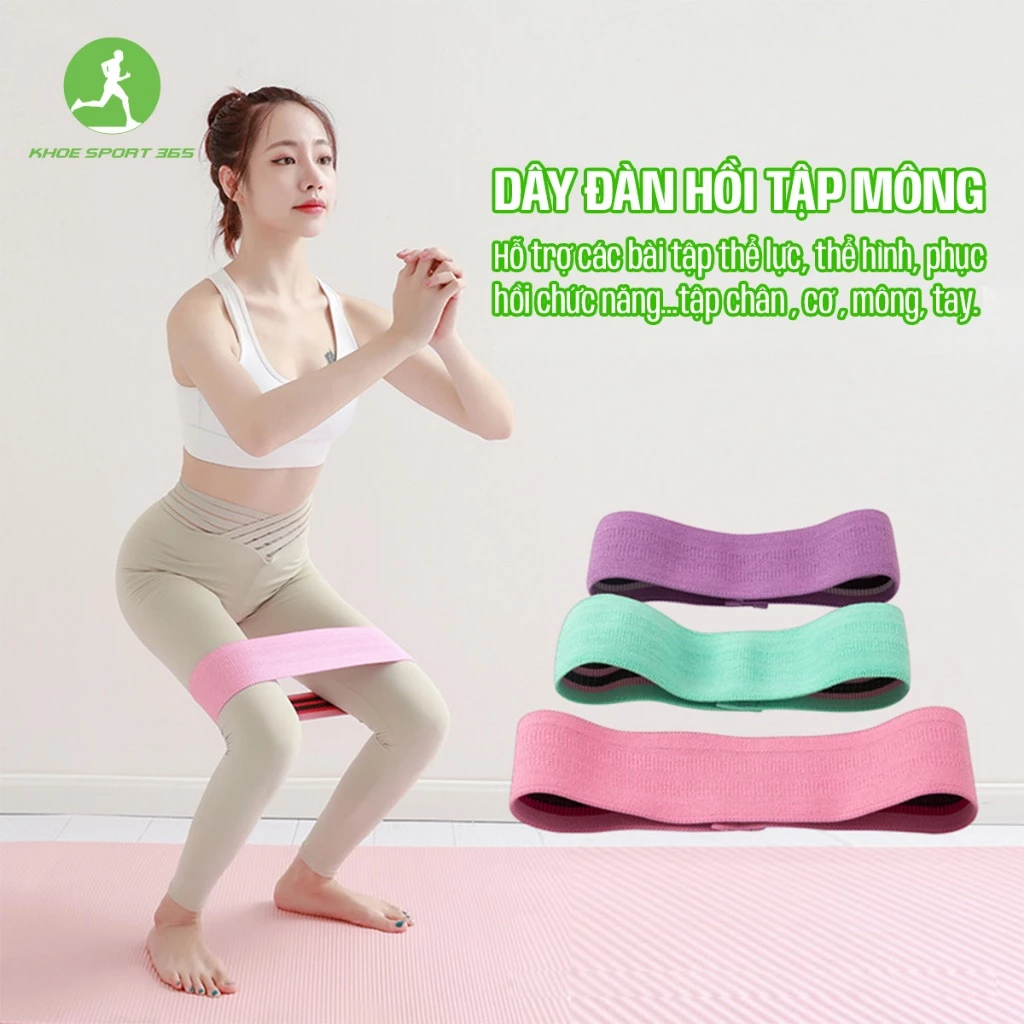Dây Kháng Lực Vải Mini Band Đàn Hồi Tập Mông, Đùi Chính Hãng Siêu Bền - Khoesport