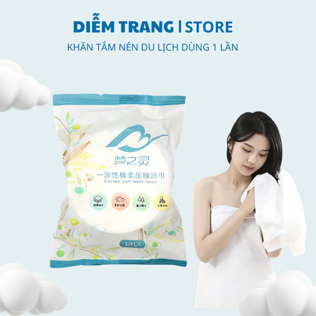 Khăn Tắm Nén Du Lịch Bằng Cotton Dùng Một Lần 70x140cm Tự Nhiên Thấm Nước Tốt ( Hàng Đẹp )