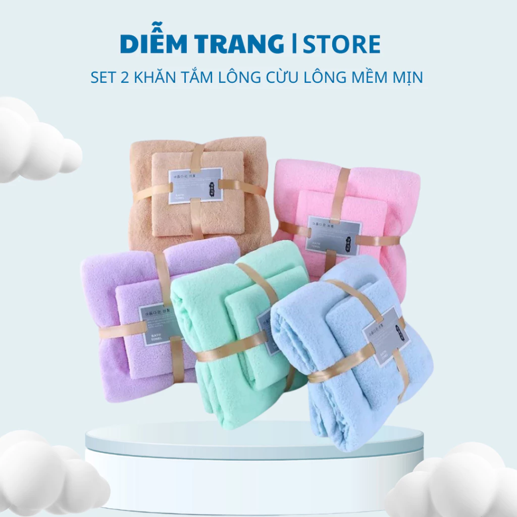 Set 2 Khăn Tắm Lông Cừu Didooglt, Xuất Xứ Hàn Quốc Cỡ Lớn, Mềm Mịn Thấm Hút Nước ( Hàng Đẹp )