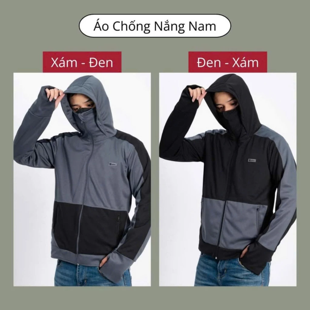 Áo khoác chống nắng nam BTM 2 lớp phối màu- Áo nắng nam chất thun lạnh thoáng mát co giãn 4 chiều HOT 2025 HV16