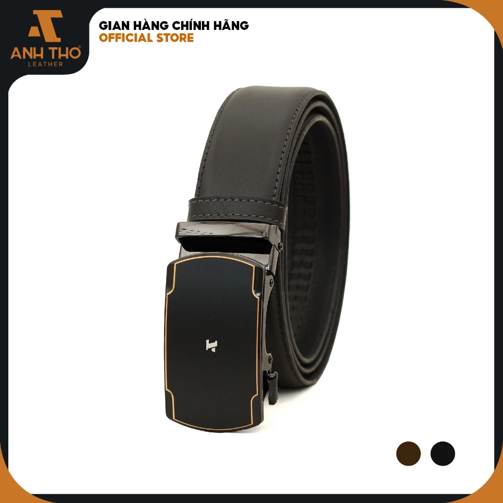Thắt lưng nam da bò Nappa nhập khẩu MNT4-24, khoá đen nhám sang trọng, Anh Thơ Leather