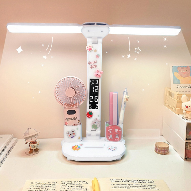 Đèn học LED màn hình hiển thị đồng hồ đèn bàn chống cận thị độ sáng 3 mầu ánh…