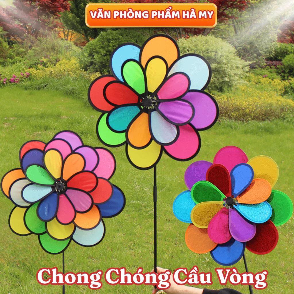 Chong Chóng Cầu Vòng 2 Tầng 3 Tầng Siêu Đẹp Chong Chóng 7 Màu Kim Tuyến