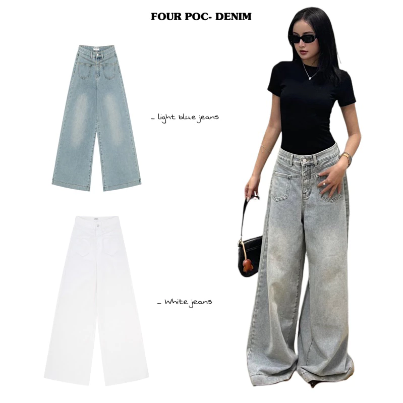( JEANS-NHAT03) Quần jeans ống SIÊU RỘNG, form dài trơn nhạt đơn giản | BAHYCHIC| ĐỌC KỸ MÔ TẢ & BẢNG SIZE