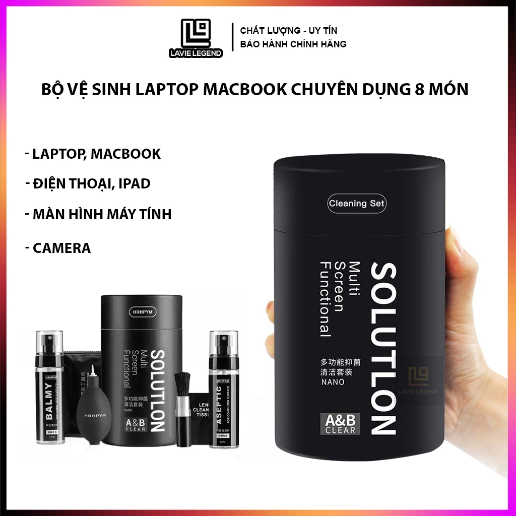Bộ vệ sinh Laptop, Macbook 8 món Làm Sạch Chuyên Dụng cho Laptop Điện thoại, Máy ảnh Lavie Legend
