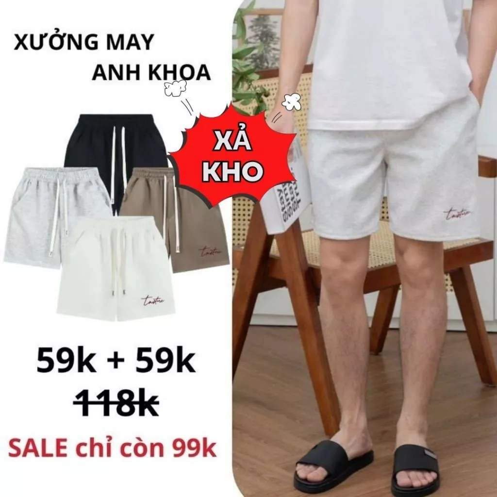 [XẢ KHO] Quần Short Nỉ Nam Trên Gối Thêu Chữ Chất Nỉ 2 Da Mềm Mịn Co Giãn Tốt Không Xù Lông- Q06
