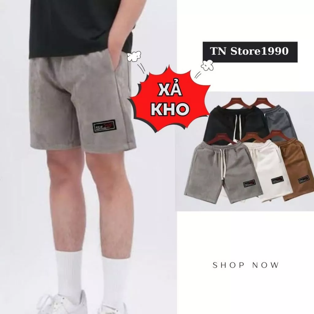 [XẢ KHO] Quần Short Nam Đi Chơi Trên Gối Chất Da Lộn, Thiết Kế Basic, Cạp Chun - Q05