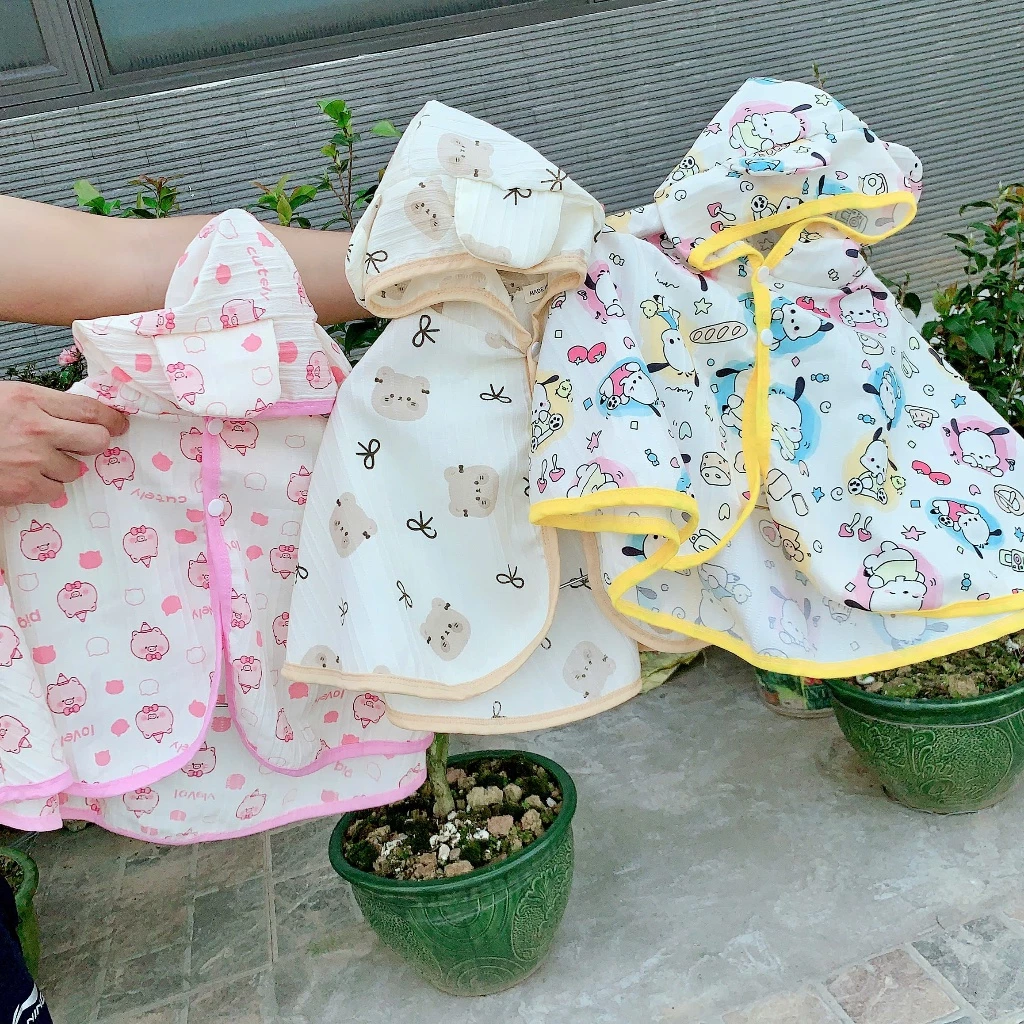 Áo choàng cho bé, áo choàng chống nắng, chắn gió mũ chất đũi gân mềm cho bé, Áo choàng cho bé sơ sinh