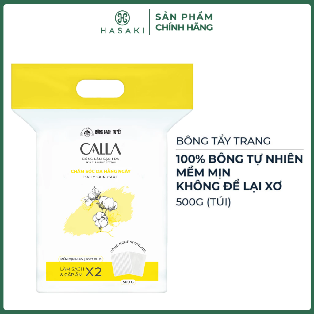 [DAILY] Bông Tẩy Trang Bông Bạch Tuyết Calla Mềm Mịn Túi 500g Size 6x5cm Hasaki Sản Phẩm Chính Hãng