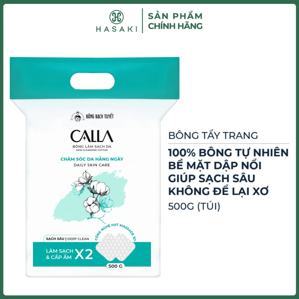 [DAILY] Bông Tẩy Trang Bông Bạch Tuyết Calla Giúp Sạch Sâu Túi 500g Size 6x6cm Hasaki Sản Phẩm Chính Hãng