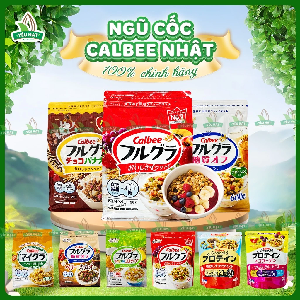 [HOT FULL VỊ] Ngũ cốc Calbee Nhật Bản Ăn Sáng Dinh Dưỡng Ăn Kiêng Giảm Cân Ít Calo Mix Trái Cây Sấy