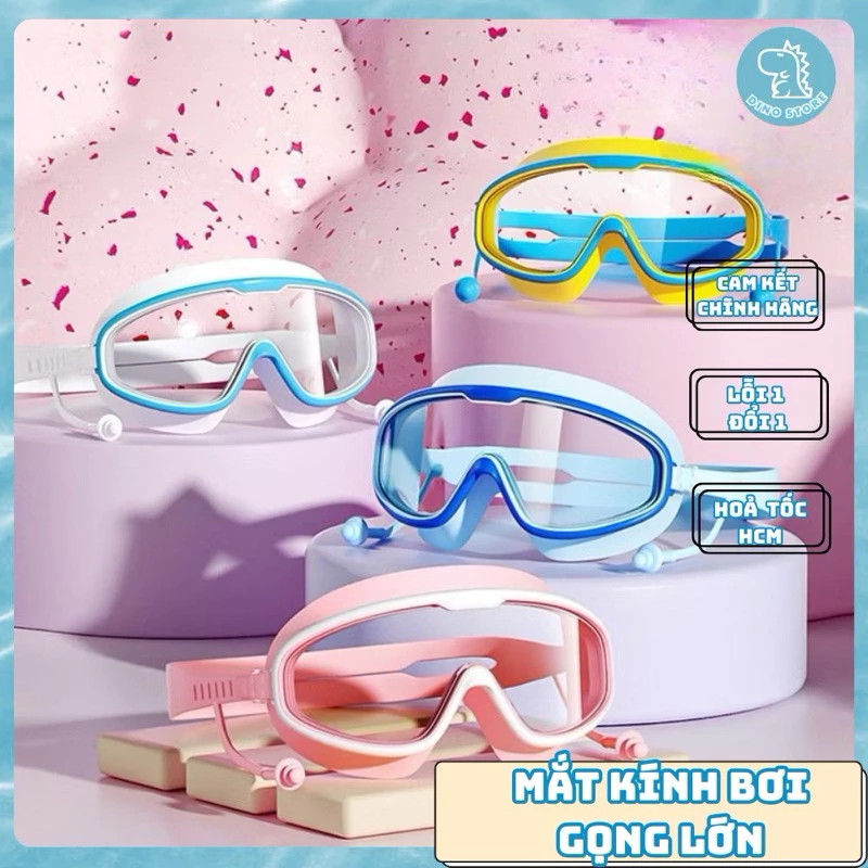 Kính Bơi Trẻ Em Người Lớn Gọng Lớn Kèm Bịt Tai Chống Sương Mù Không Thấm Nước Độ Nét Cao - Lutu Mart
