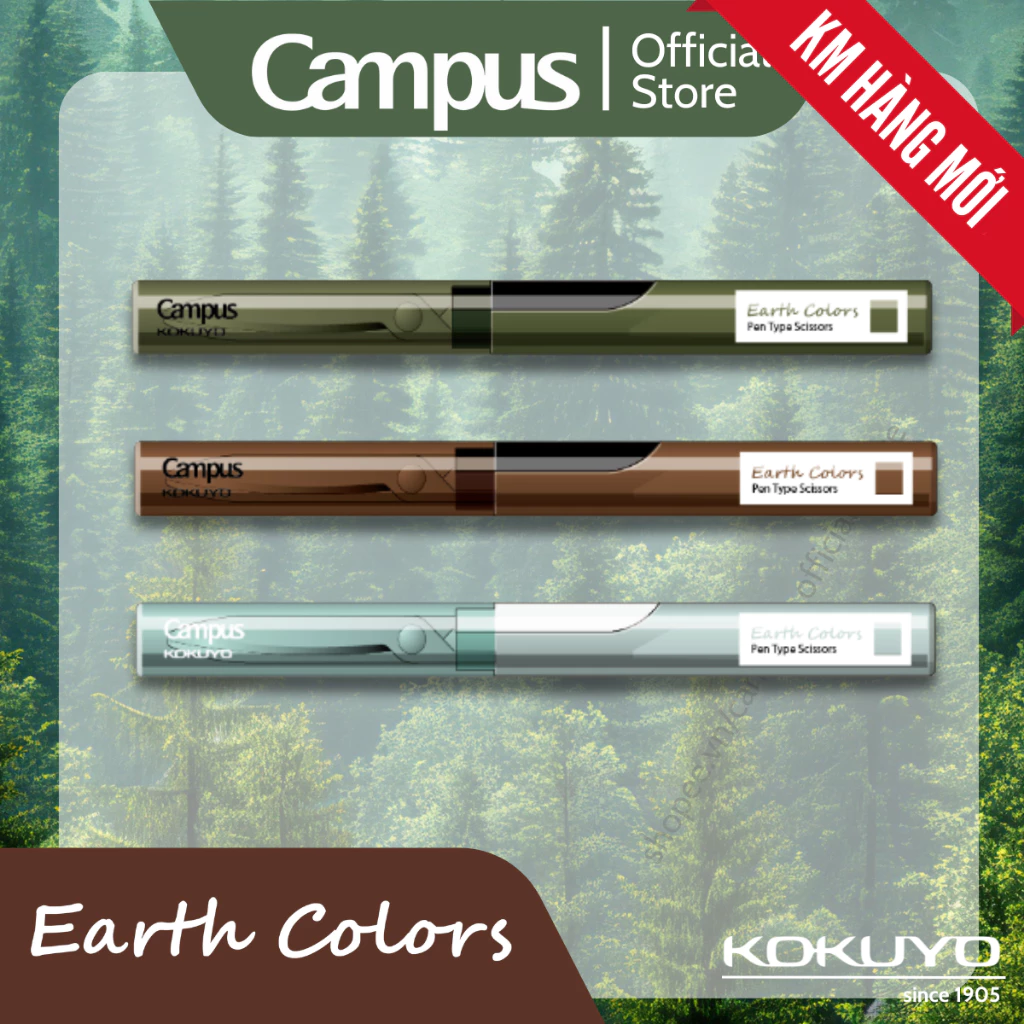 Kéo Dạng Bút Nhỏ Gọn Tiện Lợi Series Earth Colors Chính Hãng Campus