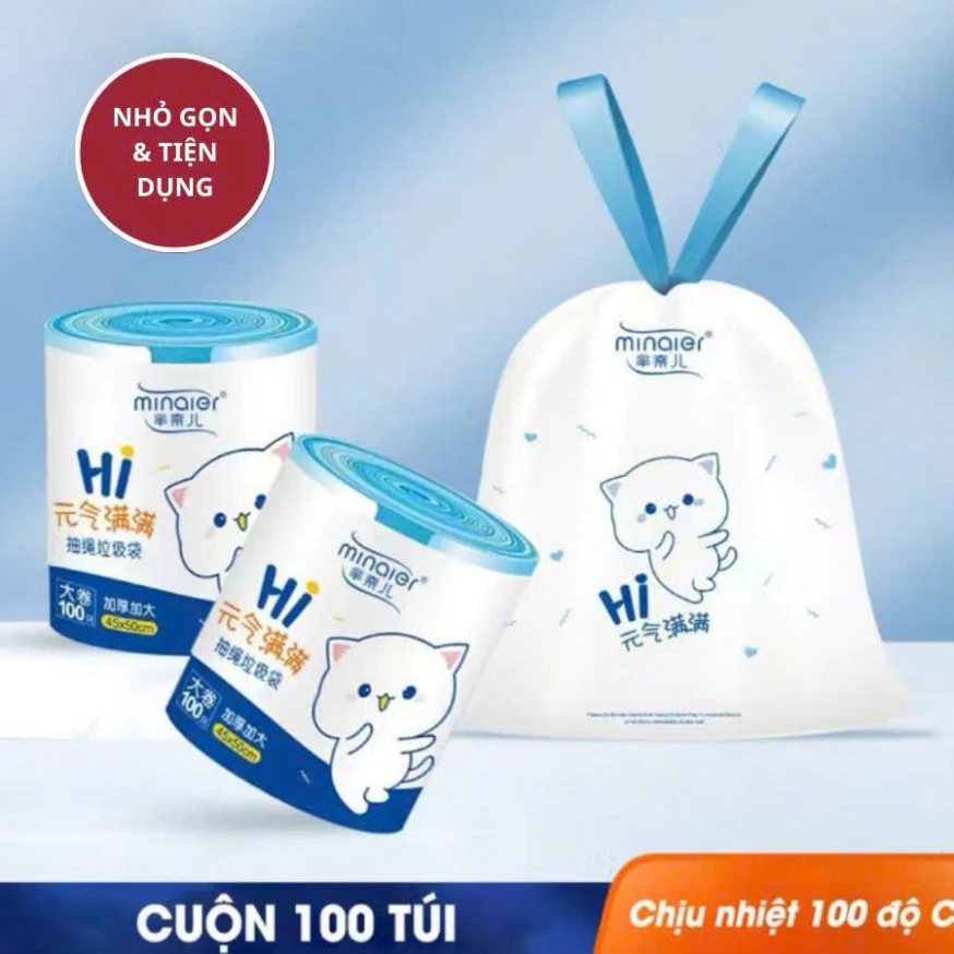 Túi rác chất lượng cao 45 x 50 cm có dây rút, tự phân hủy sinh học, siêu bền HÀNG ĐẸP