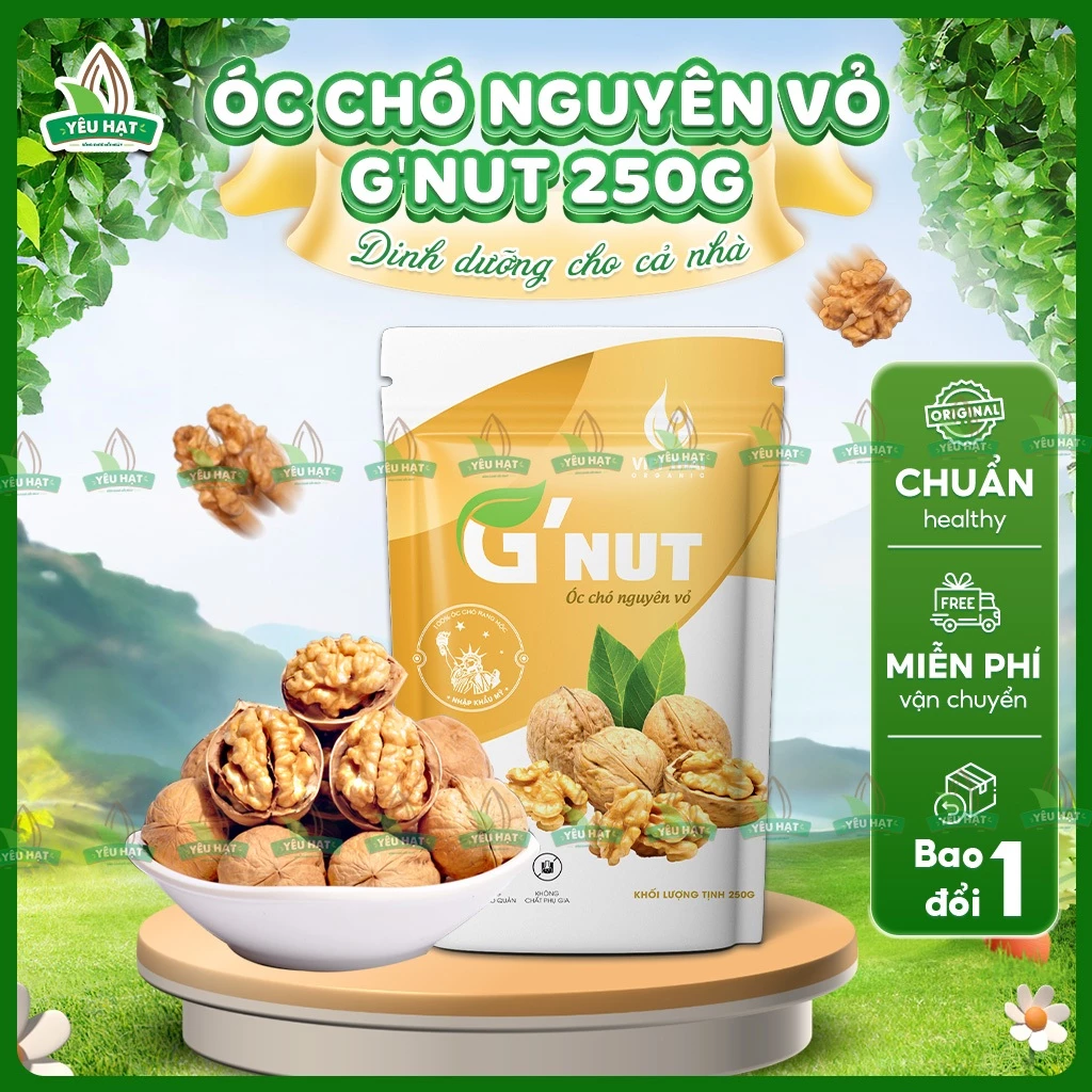 [MỚI] Hạt Óc Chó G’Nut Nguyên Vỏ Chất Lượng Nhập Mỹ Thơm Béo Dinh Dưỡng (Gói 250g) Yêu Hạt