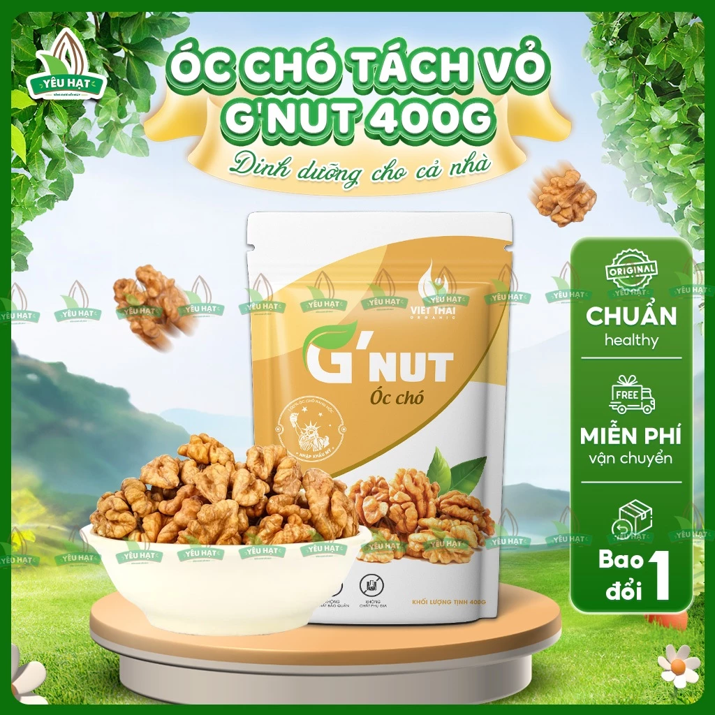 [NGON] Nhân Óc Chó G’Nut - Hạt Óc Chó Mỹ Tách Sẵn Vỏ (Gói 400g) Làm sữa/ Ăn Vặt Eatclean (Yêu Hạt)