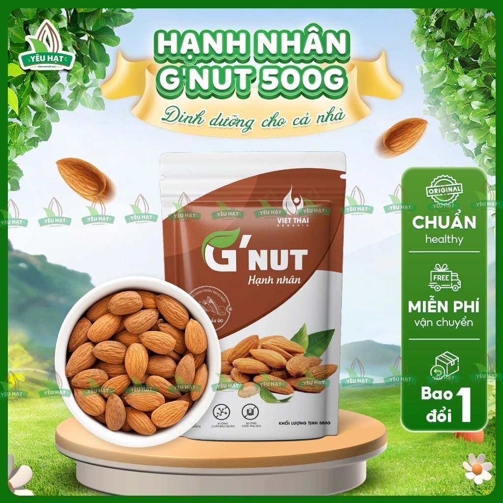 Hạnh nhân G'Nut Tách Sẵn Vỏ Nhập Khẩu Úc Ăn Eatclean Béo Bùi Nấu Sữa Làm Bánh 500g (Yêu Hạt)