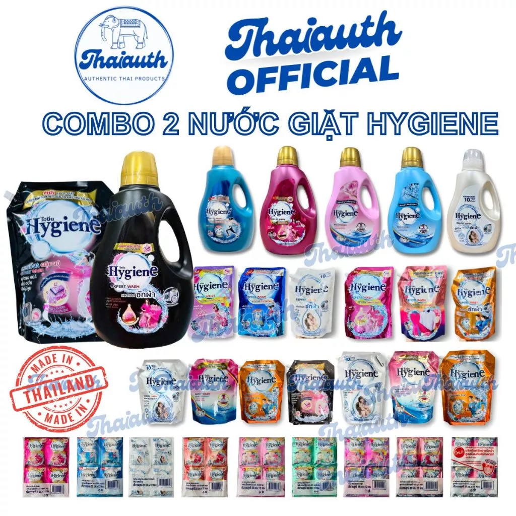 [COMBO 2 TÚI] Nước Giặt Hygiene Thái Lan CHÍNH HÃNG – Nhiều Size – Sạch Thơm – Dịu Nhẹ Cho Da – Thaiauth