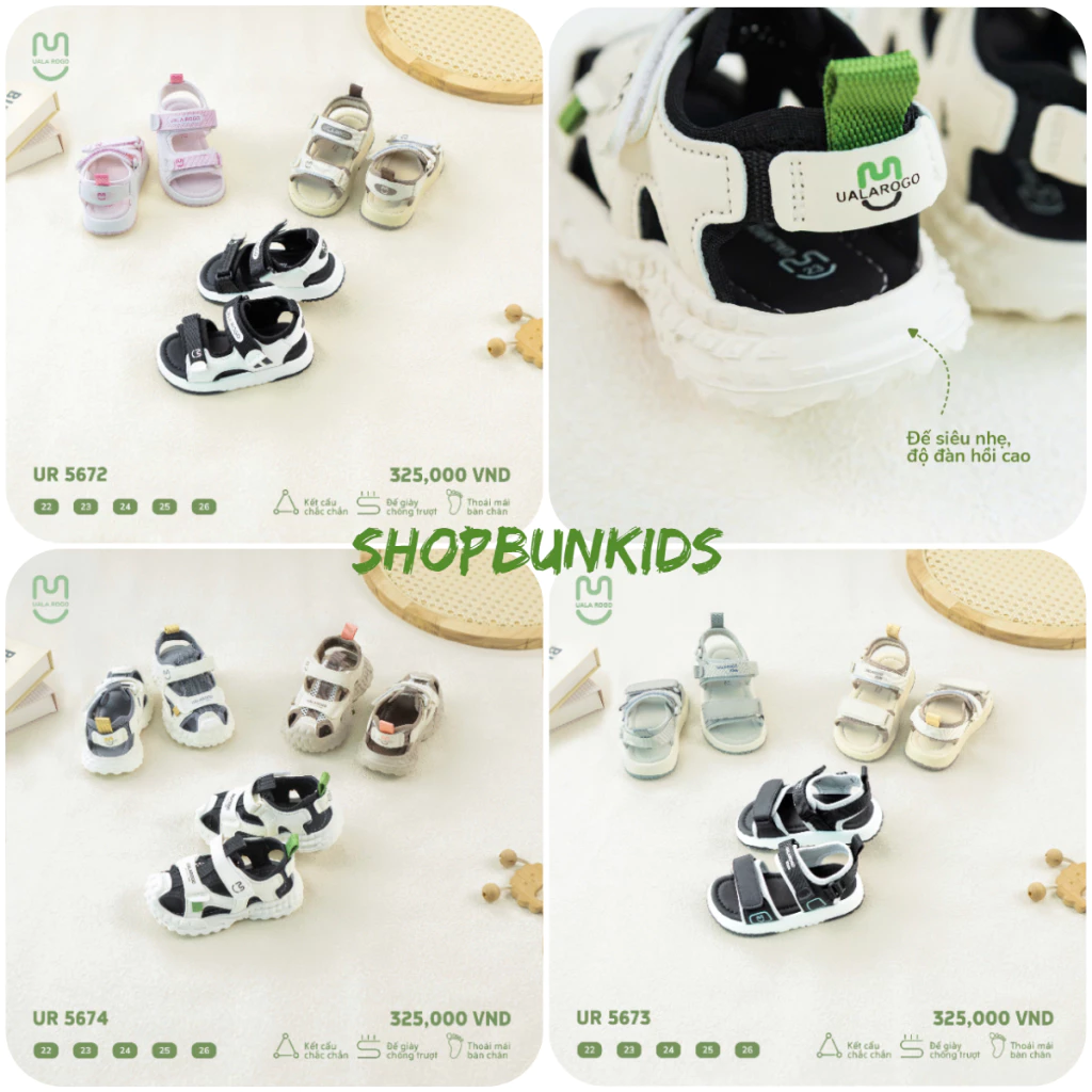Dép Sandal Cho Bé trai gái Uala Rogo bền đẹp thời trang sandan hè UR 5674 5673 5672