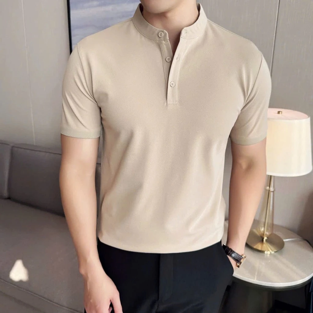 ÁO THUN NAM CỔ TÀU TAY NGẮN MẪU MỚI SANG TRỌNG LỊCH LÃM  Menswear Có Cổ Cộc Tay Shirt  ATN 160