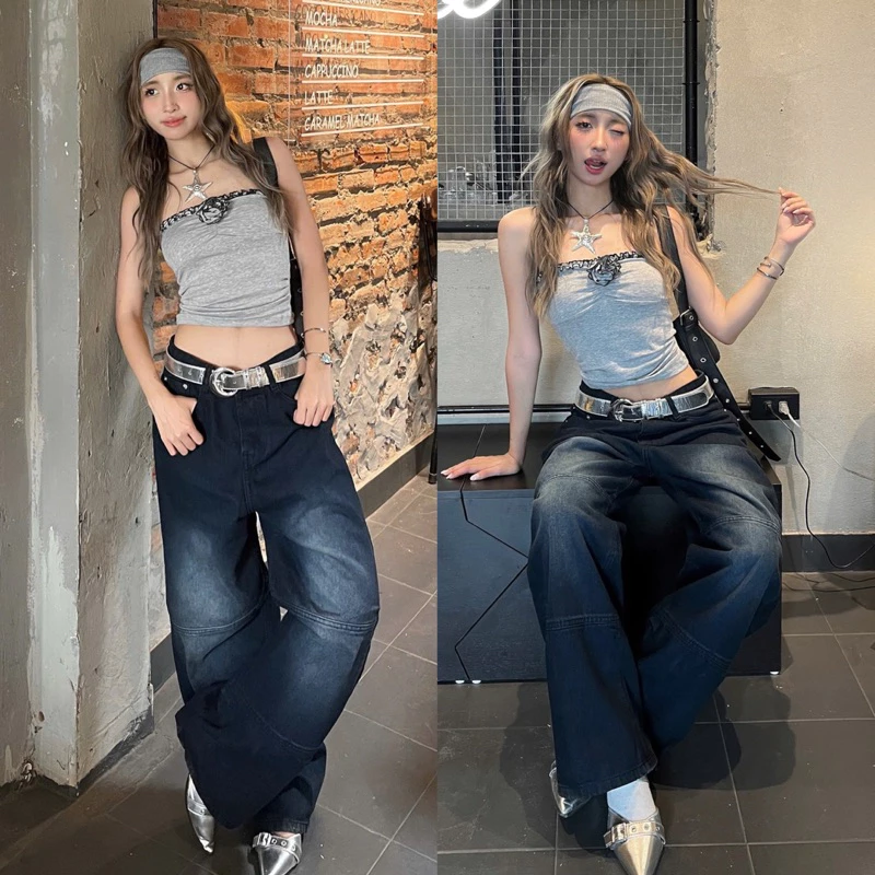 Quần Jean ống rộng JIRO Cạp cao tôn dáng form unisex wash XANH - quần bò nam nữ dài from rộng dáng suông Jaystoree
